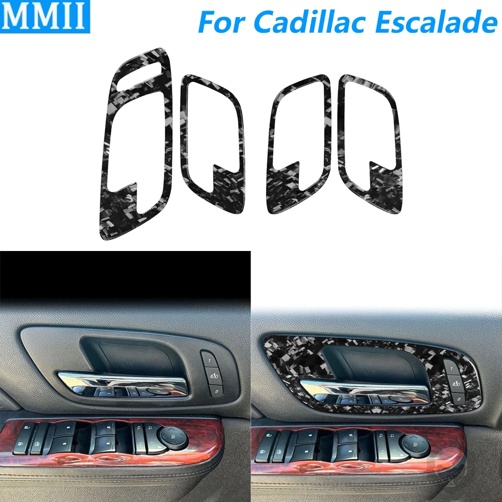 

Для Cadillac Escalade 2007-2014 кованое углеродное волокно передняя задняя дверная ручка переключатель панель объемная крышка автомобильные аксессуары наклейка