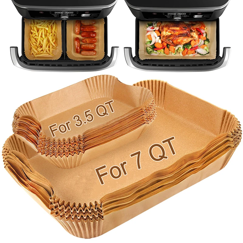 Large Rectangle Air Fryer Disposable Paper Liners Non-stick 31cm Oven Airfryer Parchment Baking Paper For Ninja Cooking Basket