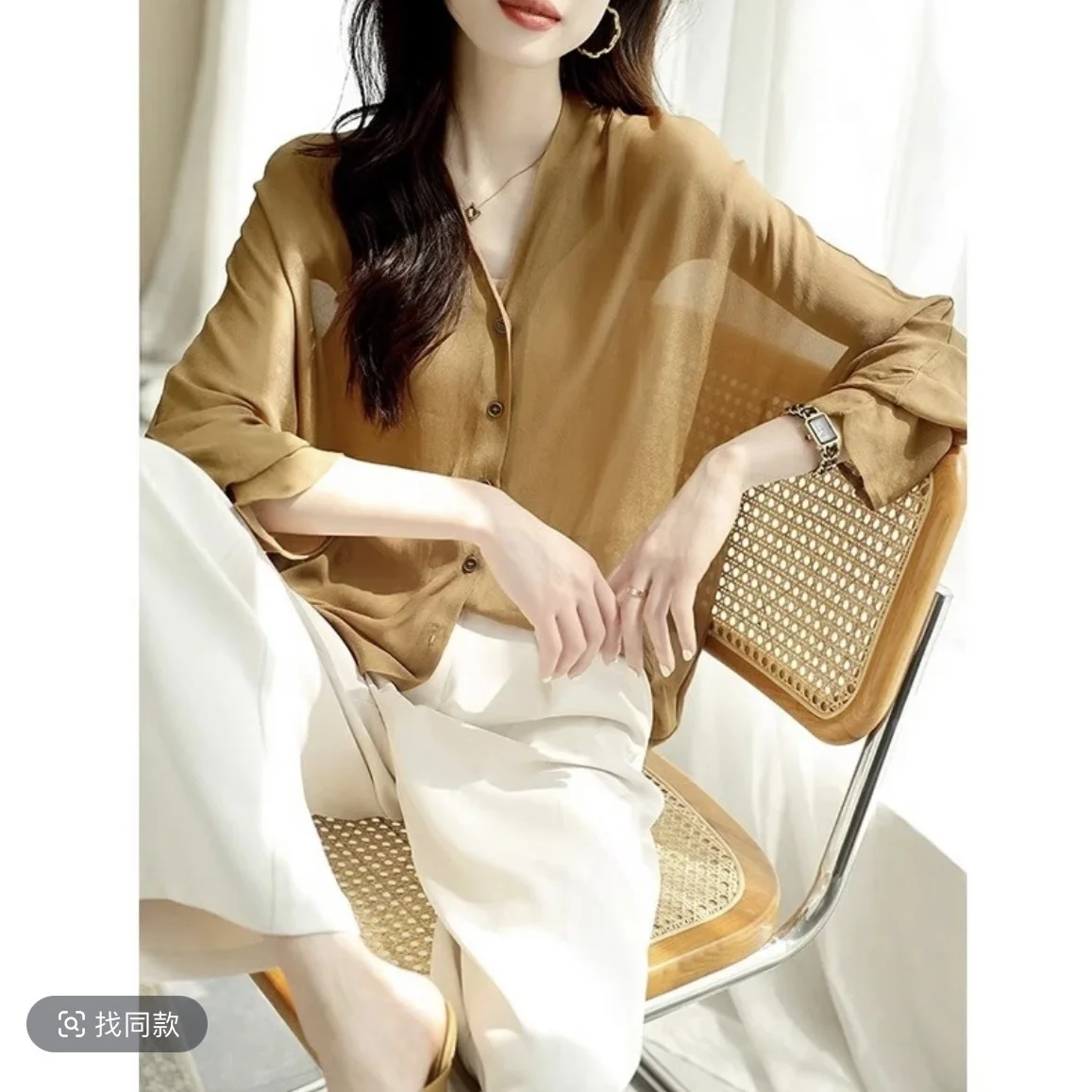 

Long Sleeve Shirts Womens Striped Button Down Tops Lantern Sleeves Retro Casual Japanese Style Feminine Autumn Weekend Office