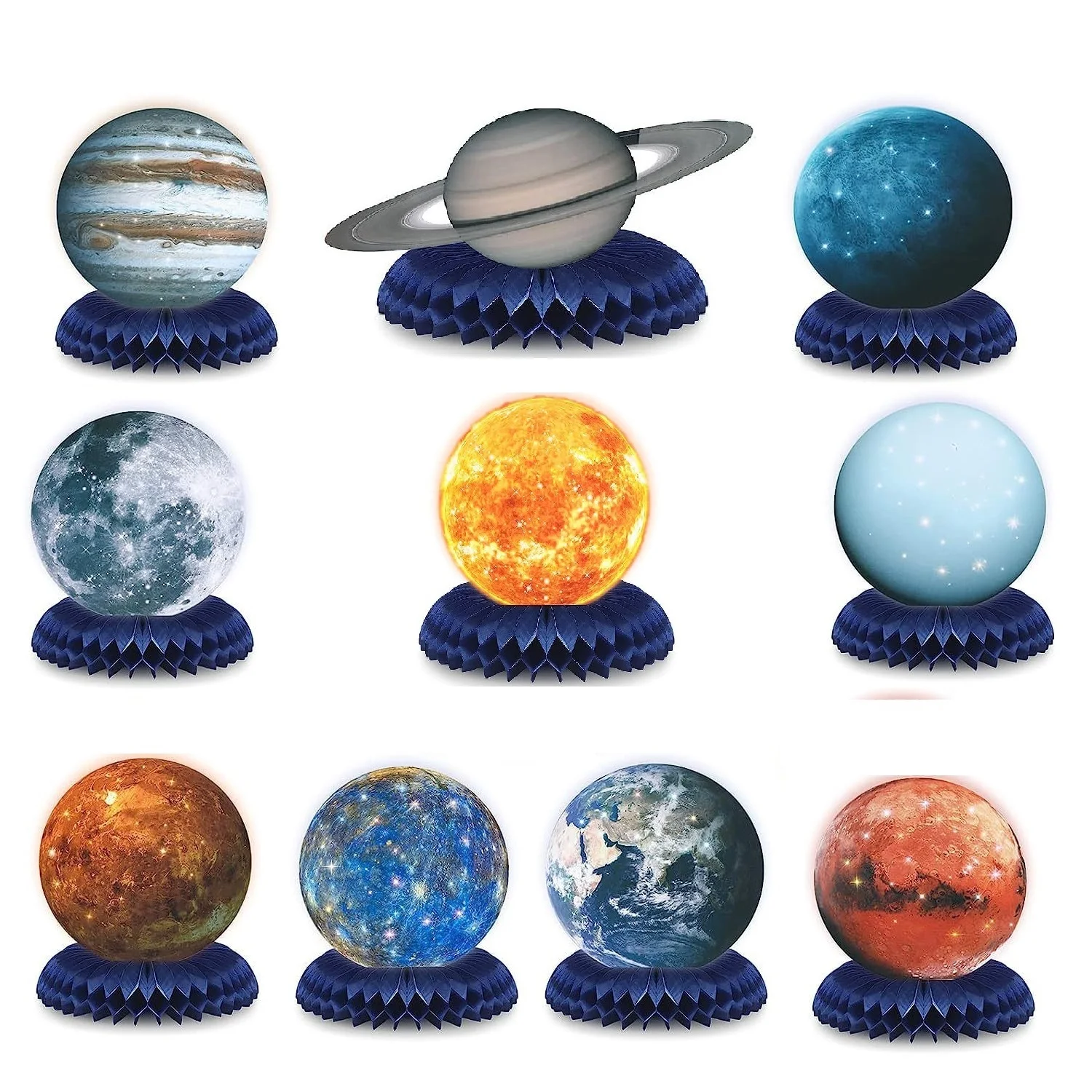 10 pieces of outer space honeycomb ornaments for birthday party decoration table party honeycomb table paper honeycomb base