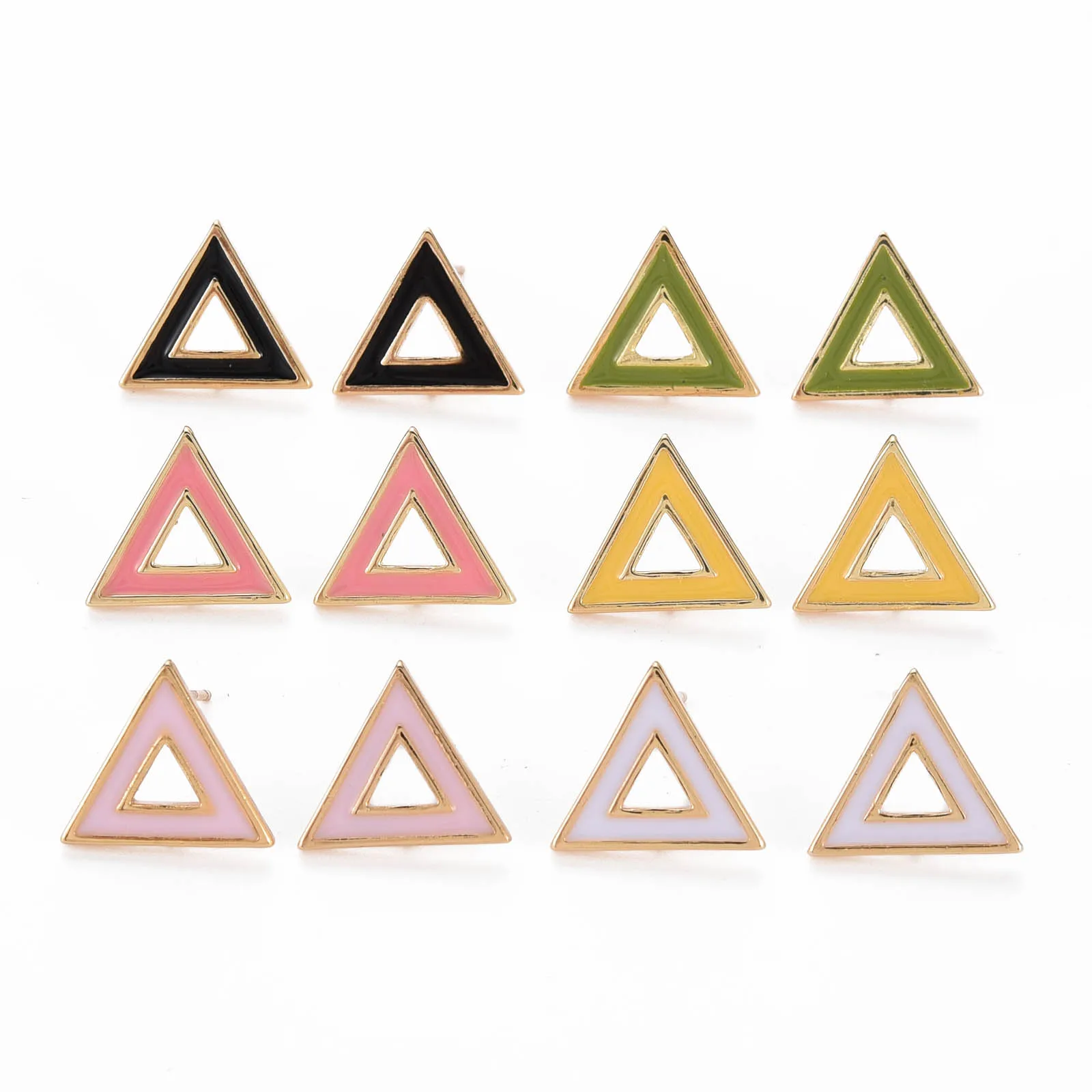 

Kissitty 50Pcs Triangle Shape Brass with Enamel Stud Earring Findings DIY Stud Earrings Accessories Jewelry Findings Gift