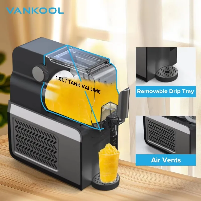 Slushy Machine Freezer 1.8L Countertop Portable Small Frozen Drinks Soft Drinks