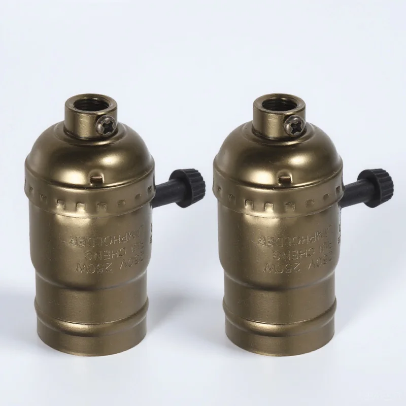 

2Pcs Lock Wire Light Socket Vintage Metal Lamp Holder with Bronze Finish for Table Floor DIY Lamps Replacement Part Fixture
