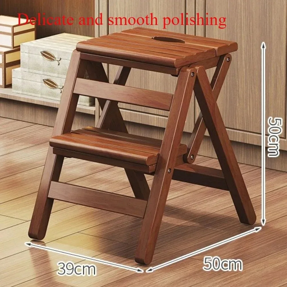 Foldable Ladder Chair Solid Wood Ladder Stool Household Installation-free Climbing Pedal Multi-functional Climbing Step Stool