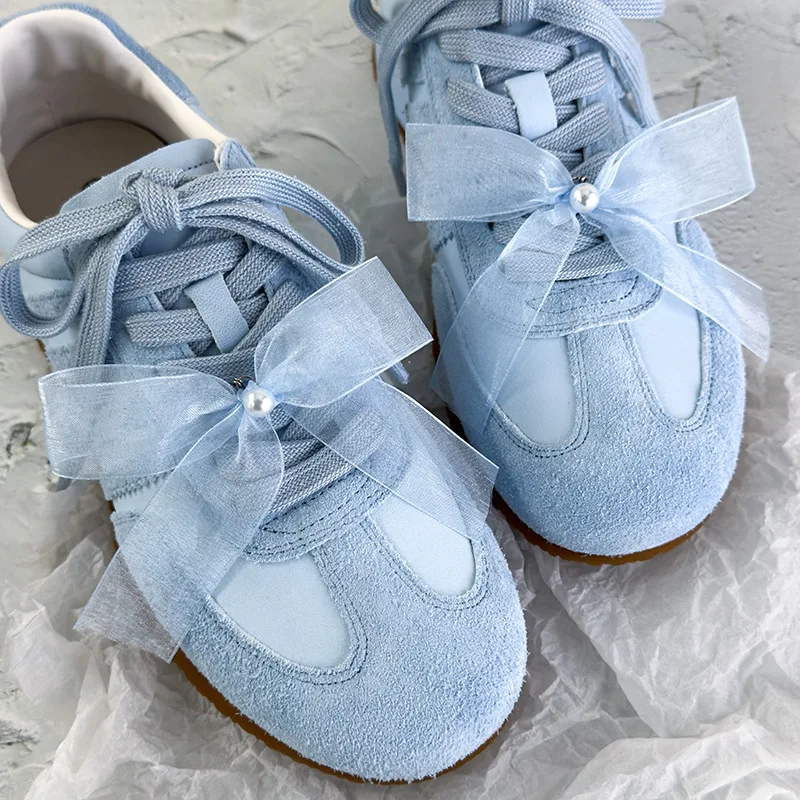 1 Pairs Elegant Blue Crystal Chain Shoes Accessories Summer 2026 Mesh Bowknot Shoes Decorations Luxury DIY Shoelace for Women