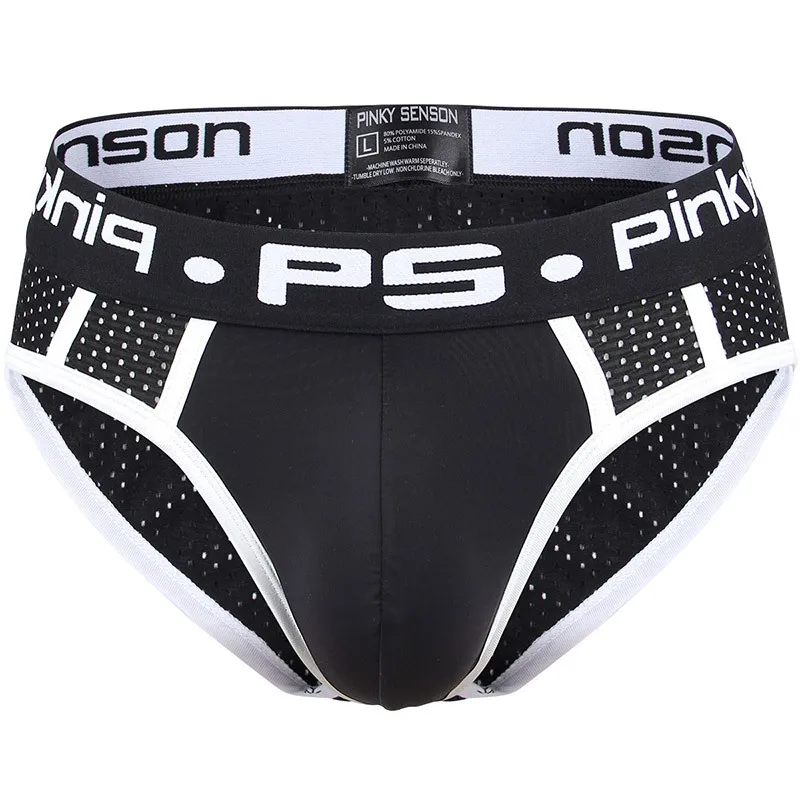 

PINKY SENSON Men's Triangle Pants Nylon Mesh Low Waist Sexy and Comfortable Solid Color Breathable
