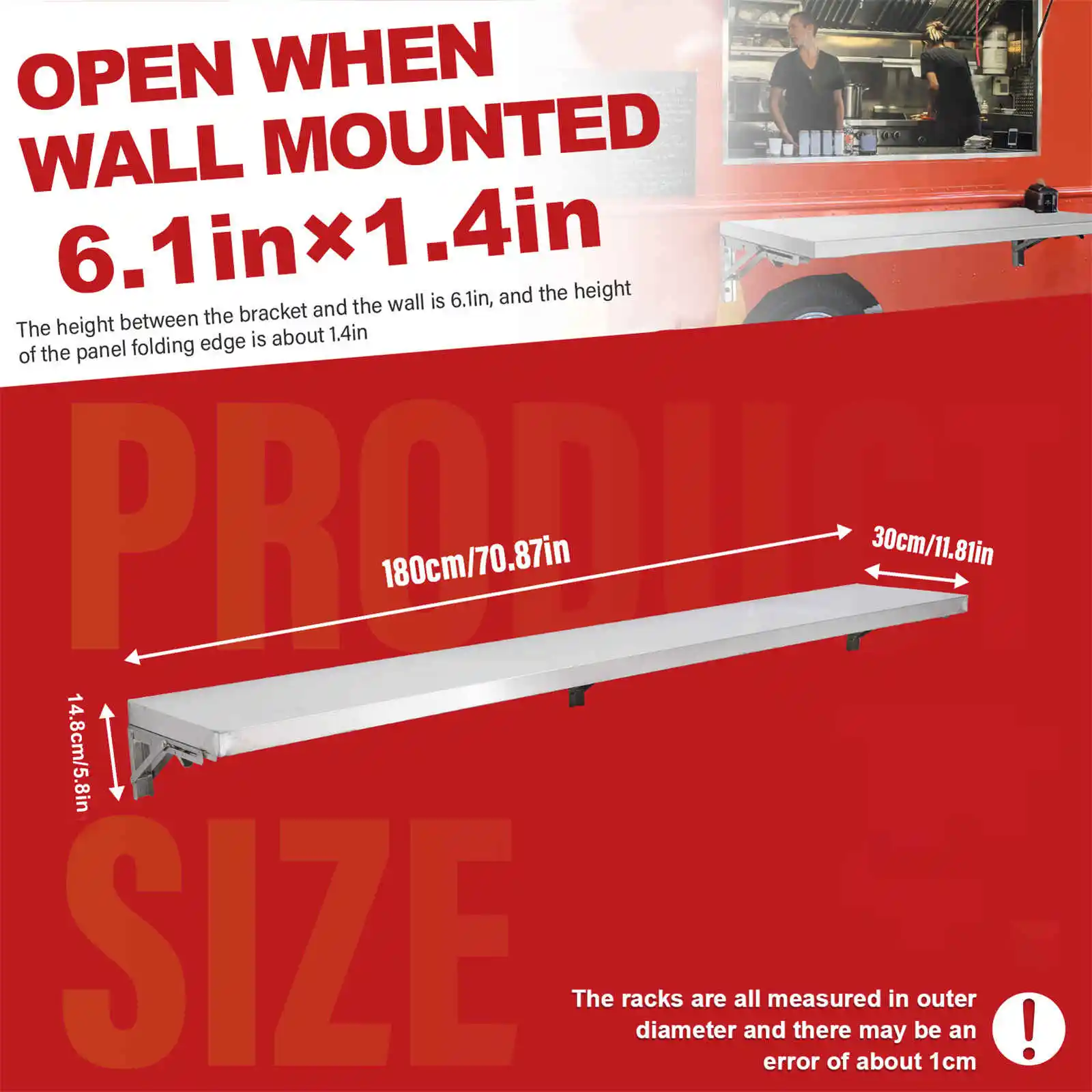 رف امتياز، حامل أرفف طعام من الفولاذ المقاوم للصدأ قابل للطي، حامل امتياز مقاس 71 × 12 بوصة لمطبخ غرفة المرافق