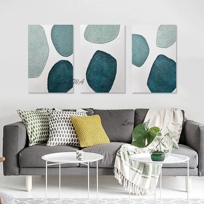 Picture Artwork Acrylic Style Decoration 3 Panel Oil Painting Frameless Modern Wall Hangings Abstract Textured Art On Canvas