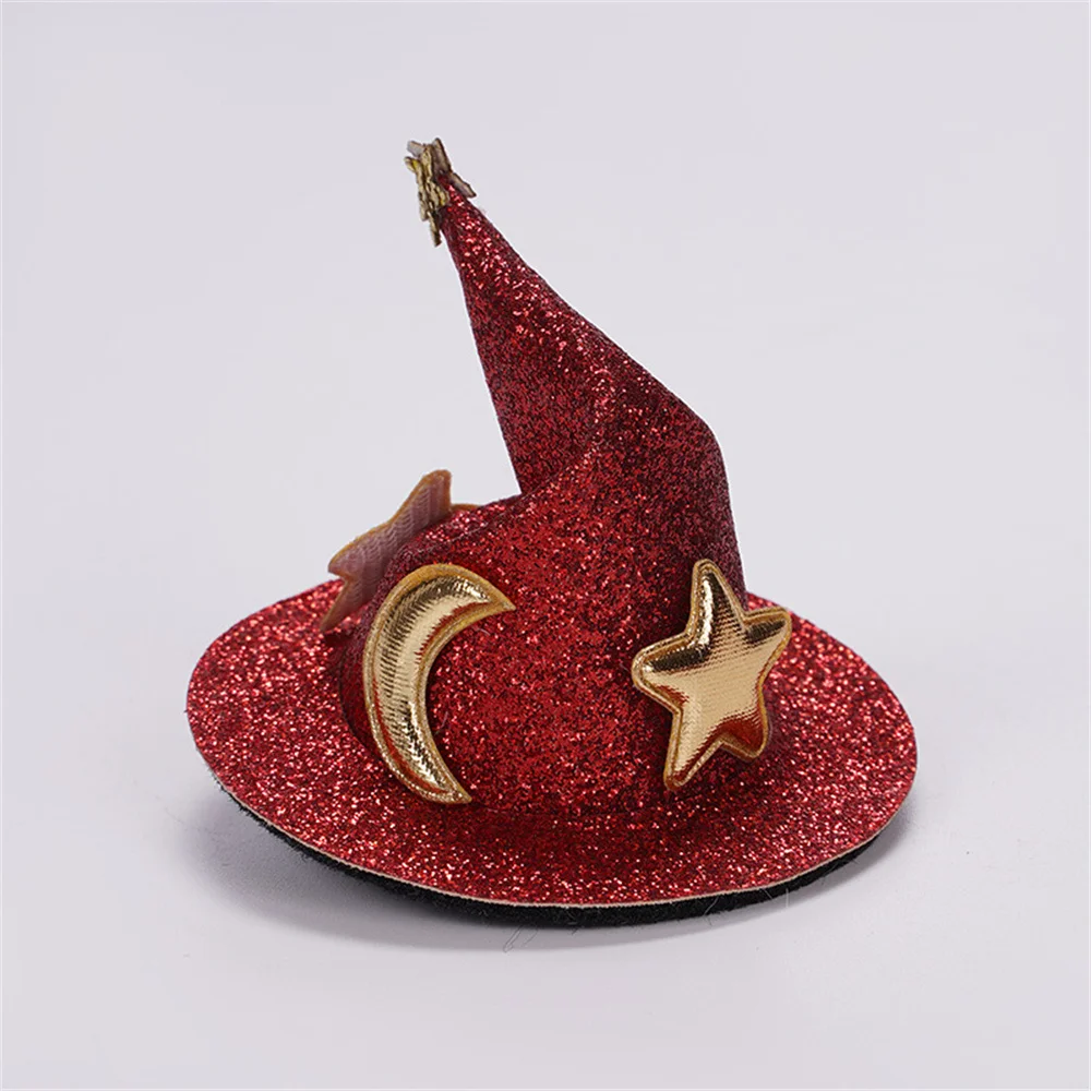 Halloween Witch Hat Hair Clip Mini Star Moon Witch Cap Hairpin Headdress Women Party Costume Ornaments Headwear Party Supplies