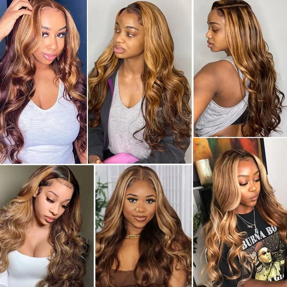 Perruque frontale sans colle Highlights 360 full Lace front perruque cheveux humains miel blond Body Wave HD Lace front perruque