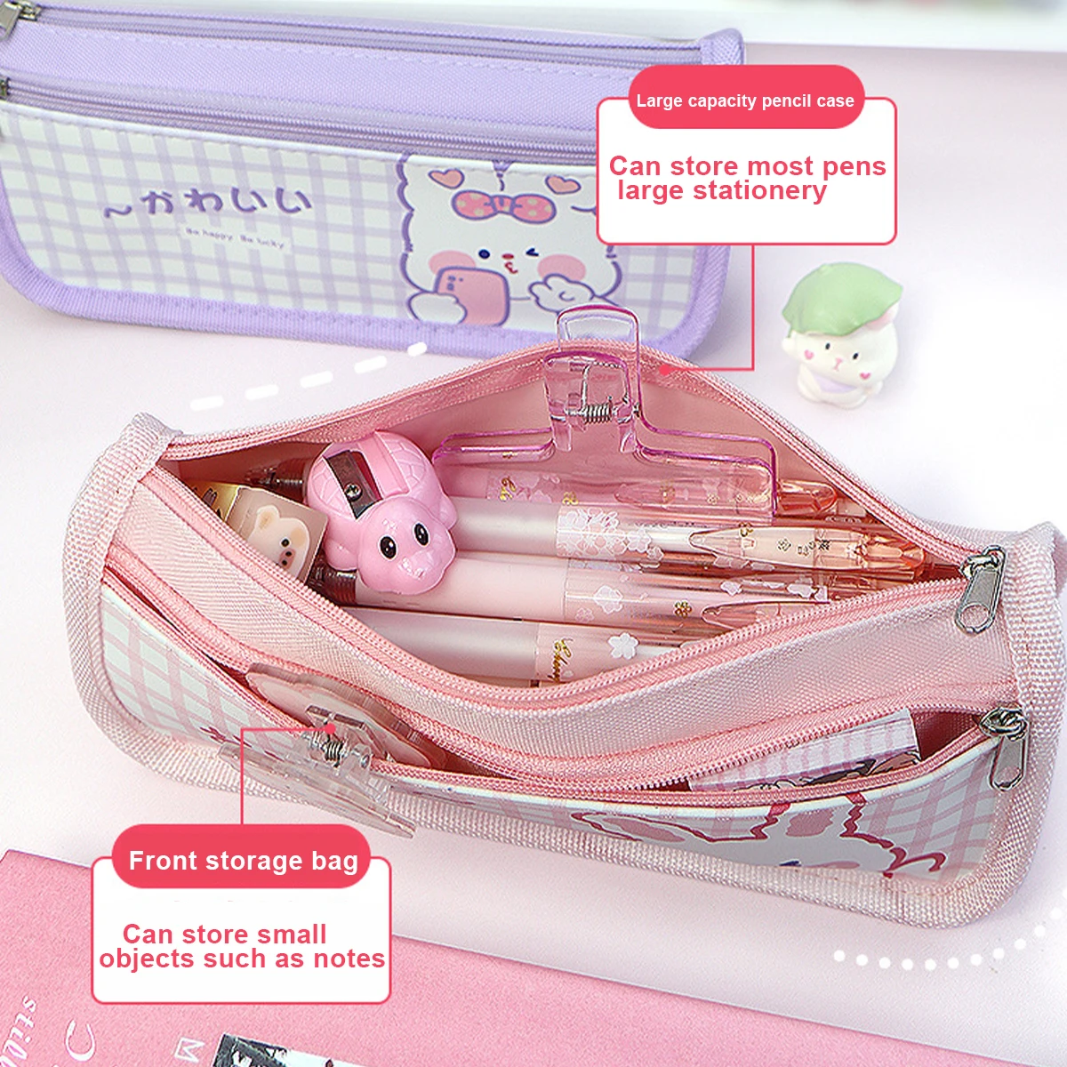 

Aesthetic stationery School supplies pencil cases Cheap stuff for pink&blue&purple cute Bag for office box Wallet