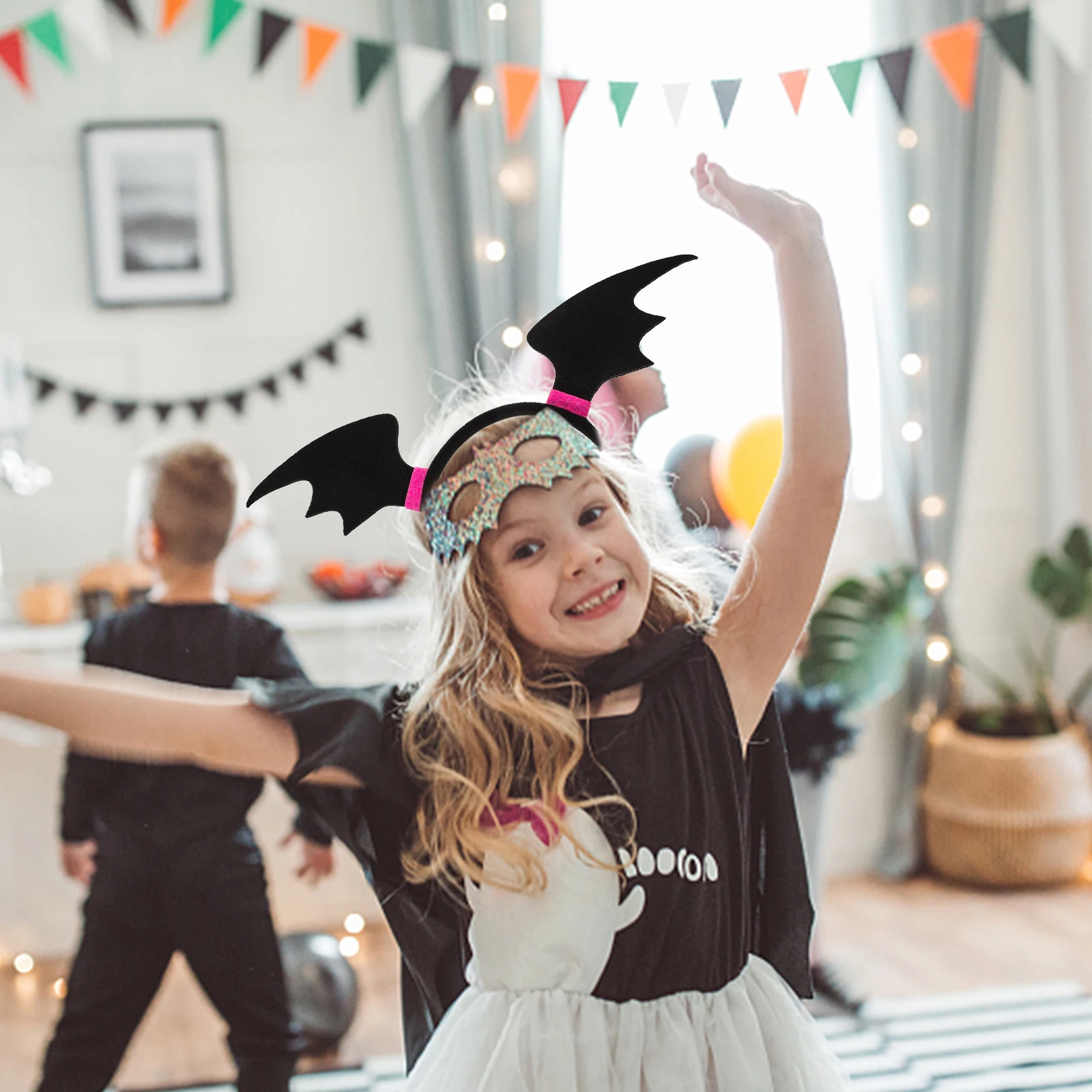 Fasce per capelli per costume da vampiro Fascia per capelli per festa di Halloween Cerchietto per tromba Decorazione nera da donna