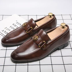 Designer Business Formal Office Casual Luxury Brand Flats Italian Dress Mens Genuine Leather Wedding Shoes for Men Loafers 38~48