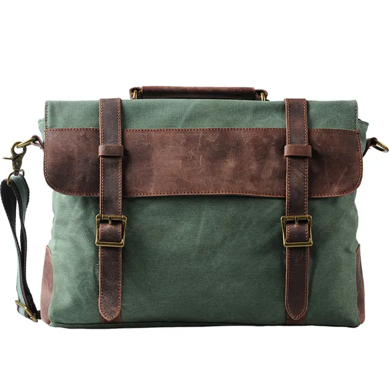 Maleta Bag New Vintage Canvas Messenger Bag Homens Couro Crossbody Bag Negócios Laptop Casual Bag Ombro Bag