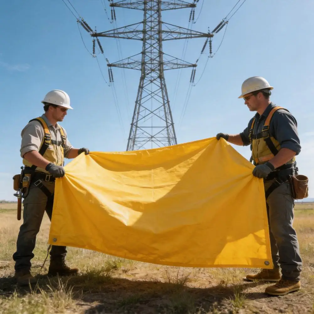 Portable 10kV High-Voltage EVA Insulating Blanket Lightweight 0.1in Thick Foldable Rubber Mat for Outdoor Live Work Linemen Use