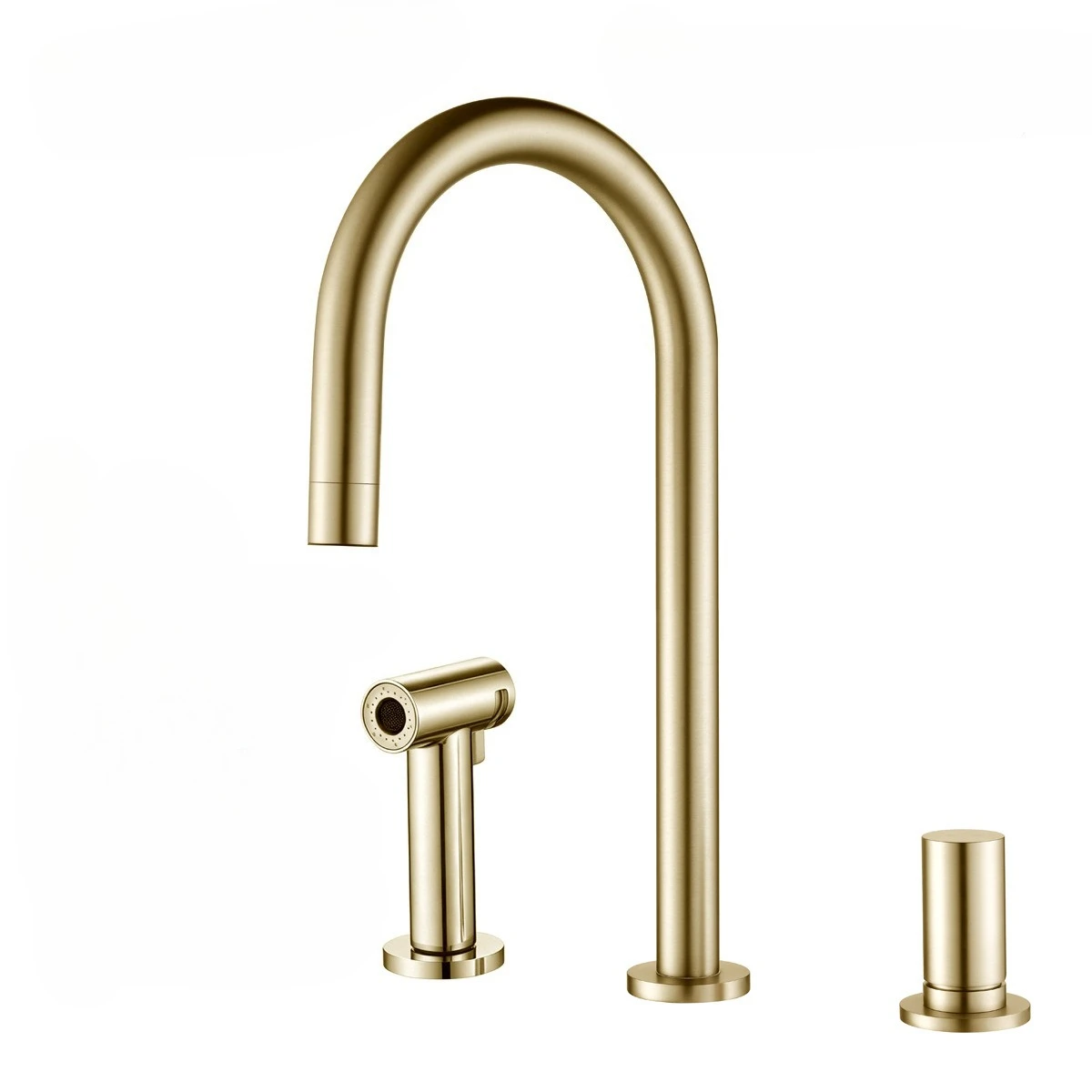 Sleek Luxury 3-Hole Pullout Kitchen Faucet Solid Brass Lead-Free Mixer Tap Spray Stream Dual Modes for Kitchen Bar Sink