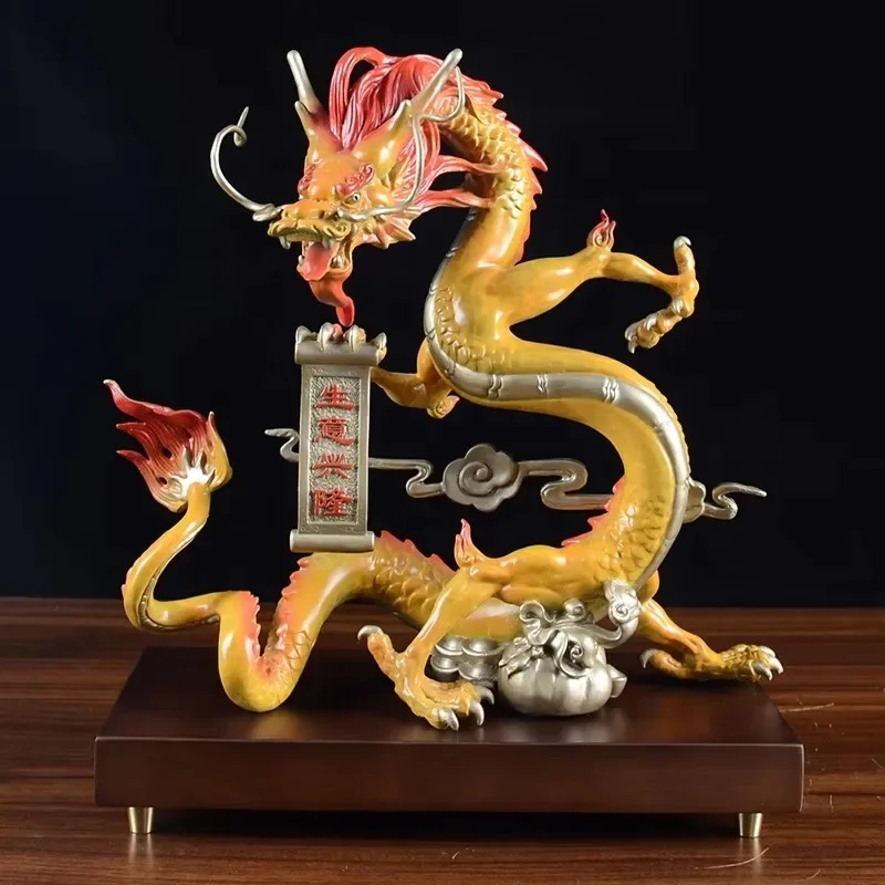 Hot selling traditional feng shui table top decoration metal art state craft home decoration dragon ornaments