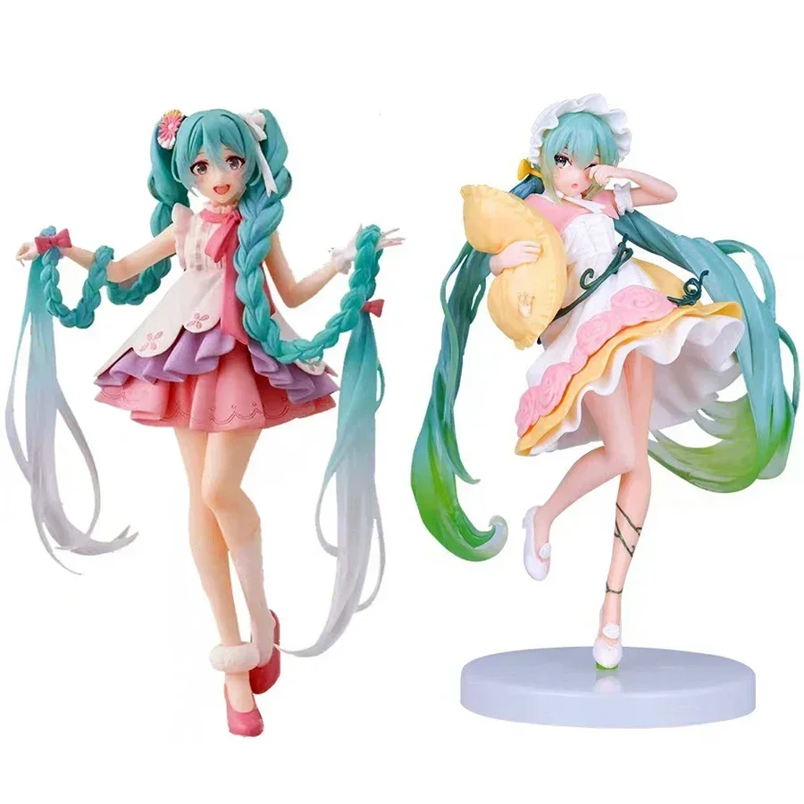 Figurine de dessin animé Hatsune Miku, 20cm, ornements de personnage Sexy, chaise blanche et rose, décoration de voiture Kawaii, modèle cadeau à collectionner, nouvelle collection