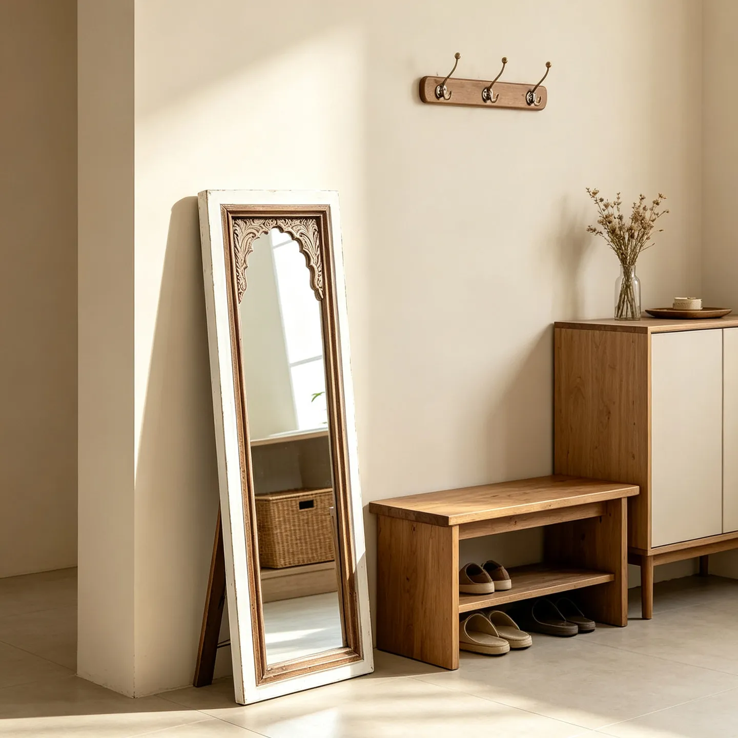 Full-length mirror color matching floor mirror living room entrance wall-mounted mirror