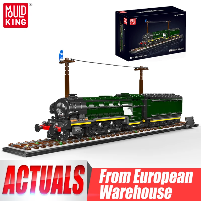 Mould King 12044 Technisches Spielzeug-Modellzug-Set „The MOC Flying Scotsman“ – Bausatz Lokomotive aus Bausteinen – Weihnachtsgeschenk für Kinder