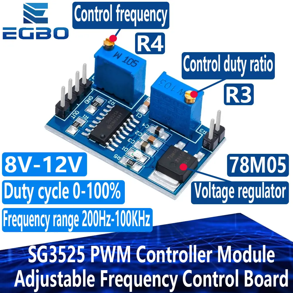 Hailege 3er-Pack SG3525 PWM-Controller Modul – Einstellbare Frequenz 100–400 KHz, 8–12 V, Mit Spannungsregler 78M05, Betriebsanzeige, Für Schaltnetzteile