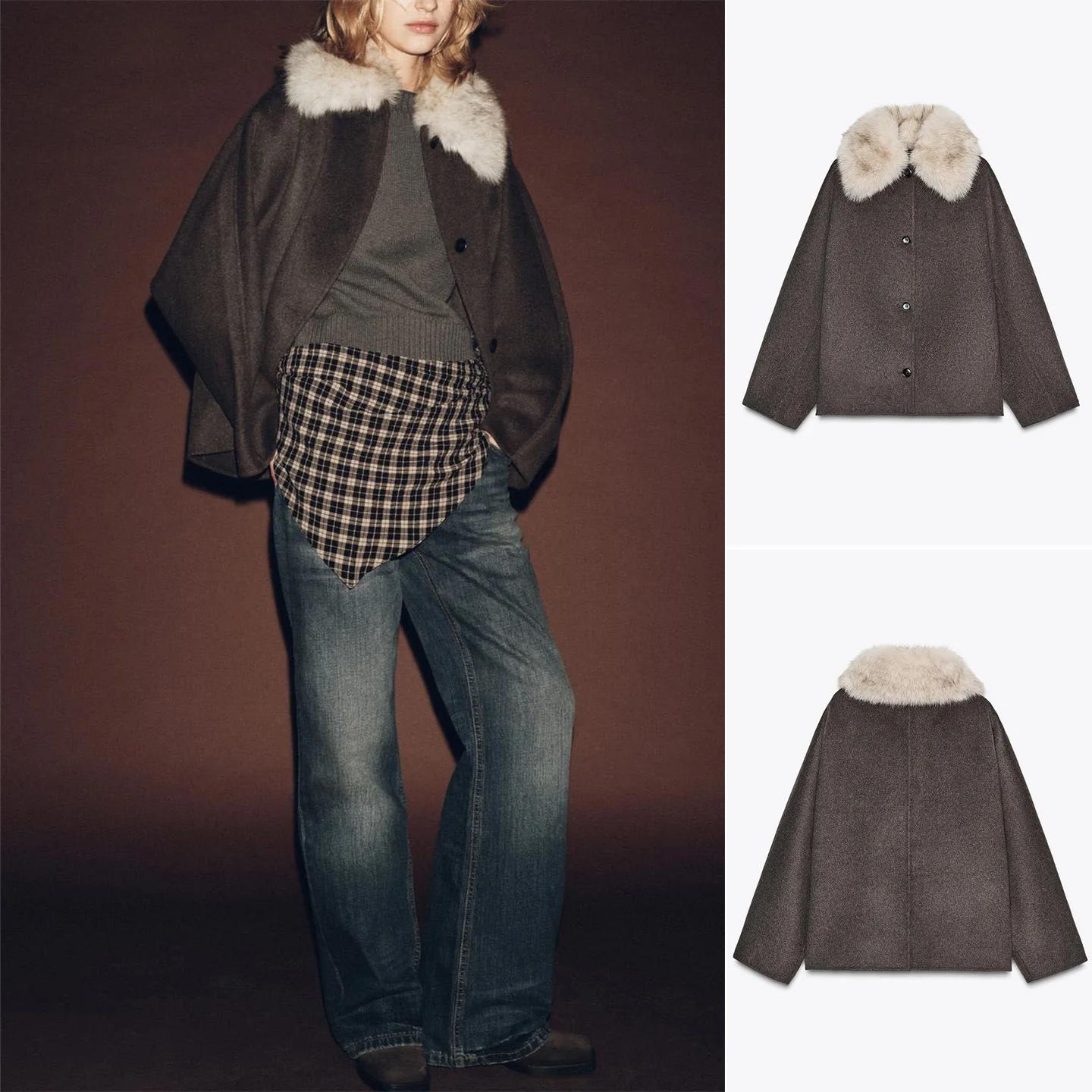 

Новая женская куртка с длинными рукавами и эффектом искусственного меха, теплая, повседневная, из полиэстера, на молнии, без капюшона