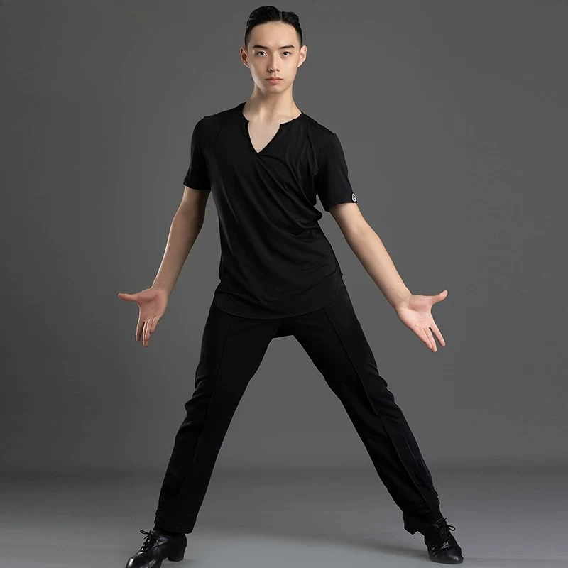 Customized Latin Dance Top Training Dress Men's Professional Loose National Standard Balloom Dancer Wear CR504