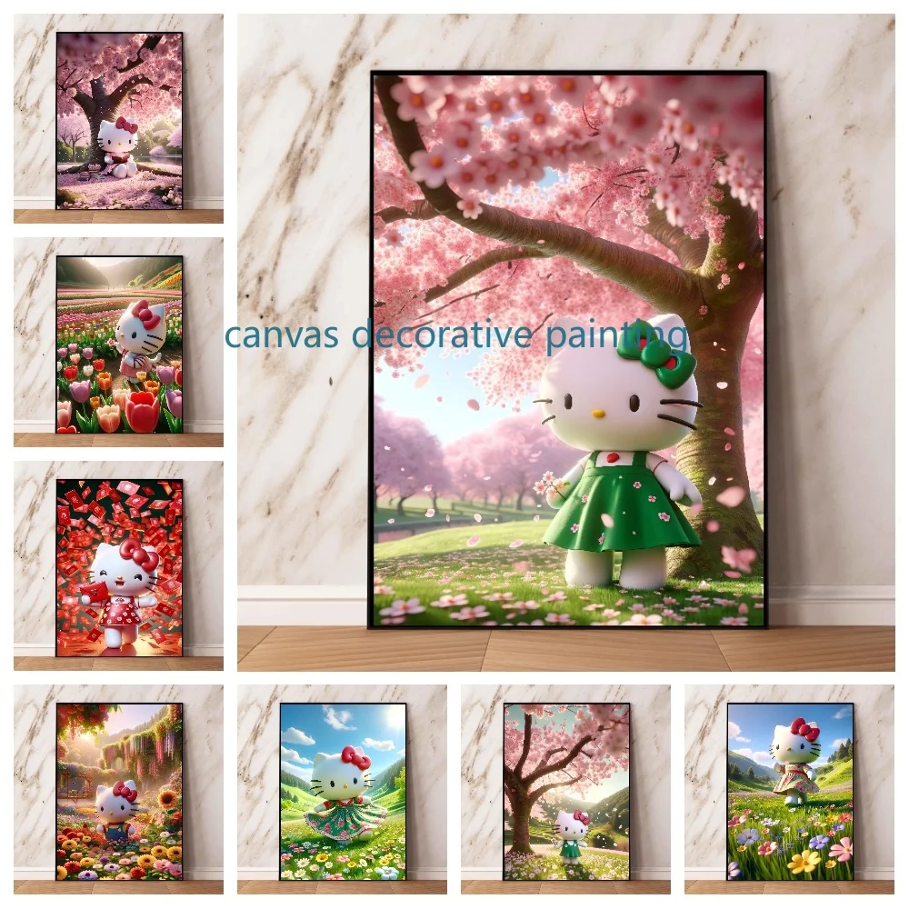 

MINISO Sanrio Hello Kitty Poster Wall Canvas Painting Birthday Party Cute Cat Quotes Art Pictures for Girl Kids Room Home Decor