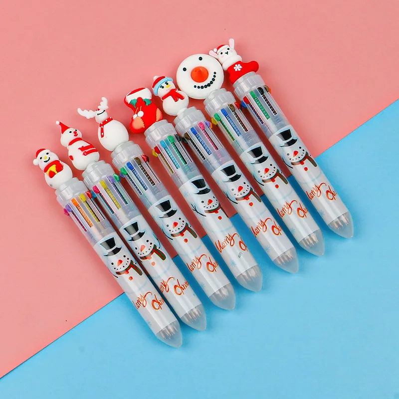 Imagem -05 - Kawaii Caneta Esferográfica Retrátil Bonito Papai Noel Presente de Natal Caneta Rollerball Escola e Escritório Papelaria 10 Cores 20 Pcs por Lote