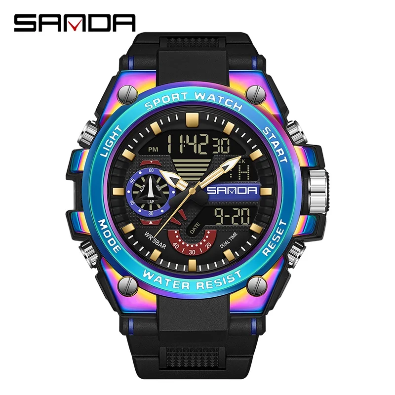 Sanda Herren-Armbanduhr, digital, modisch, wasserdicht, Outdoor-Sport, multifunktional, elektronisch, SD3302-12 10