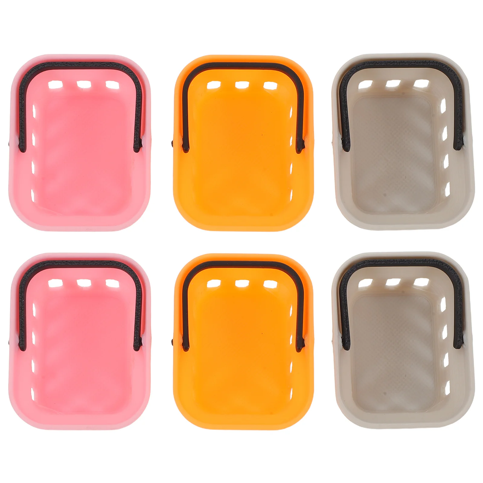 6Pcs Miniature Supermarket Basket Mini Grocery Basket for Preschool Pretend Play Kitchen Mini Storage Dollhouse Accessories