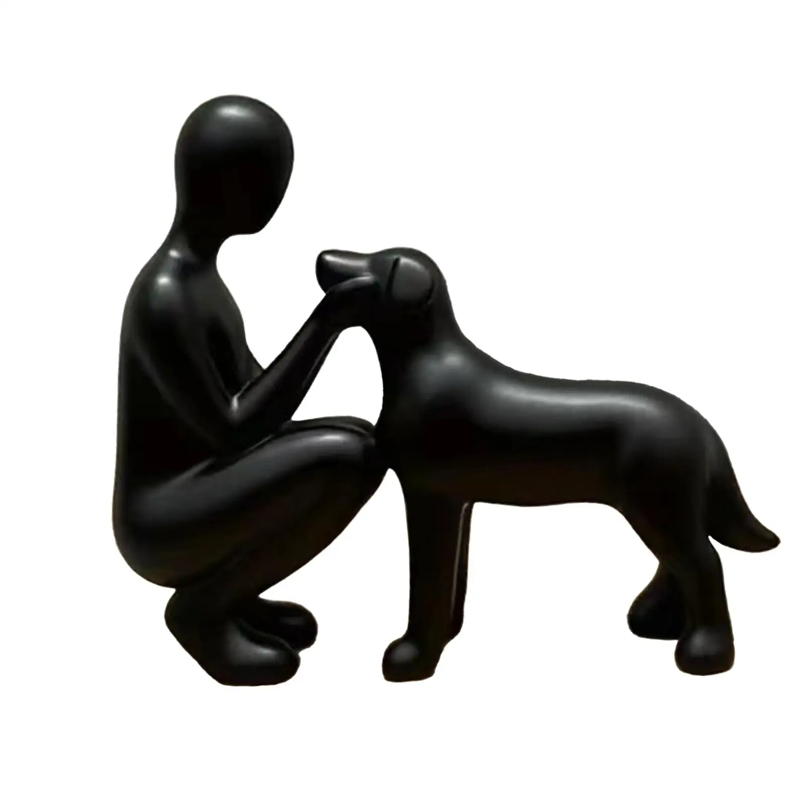 Sculpture Large Interior Resin Man and Dog Statues Abstract Art Decoration for House Office Bedroom Cabinet