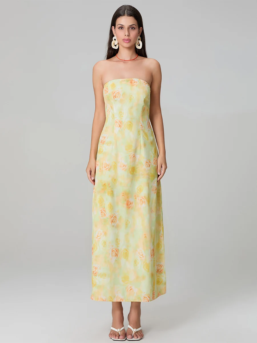 Women s Elegant Off Shoulder Maxi Dress with Ruffle Detail and Floral Print Perfect for Summer Beach Parties and Events