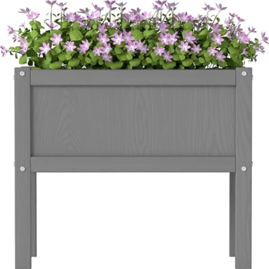 

Raised Garden Bed for Patio, Balcony, Outdoors/Indoors HDPE Waterproof Elevated Planter Box with Drainage Hole, Stable Legs, Du
