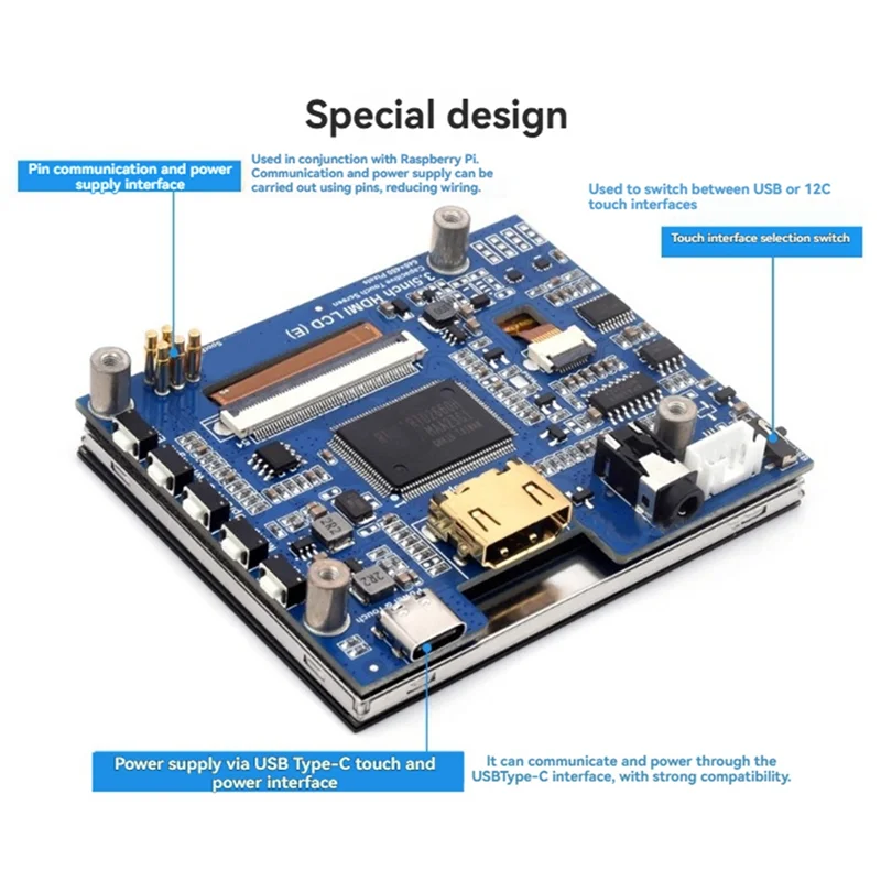 AT82-Para Raspberry Pi Compatível com Tela de Toque Capacitiva LCD de 3,5 Polegadas 640X480 DPI IPS Display