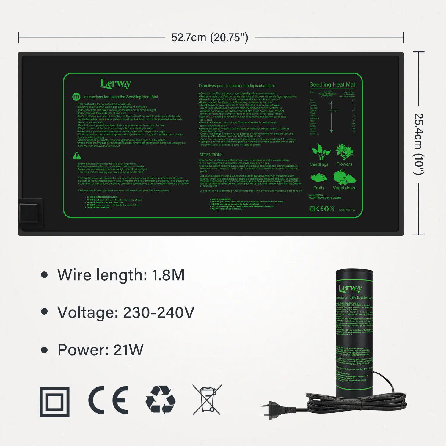 

Planting heating mat temperature controller indoor for seeding germination home brewing glass container heating waterproof mat