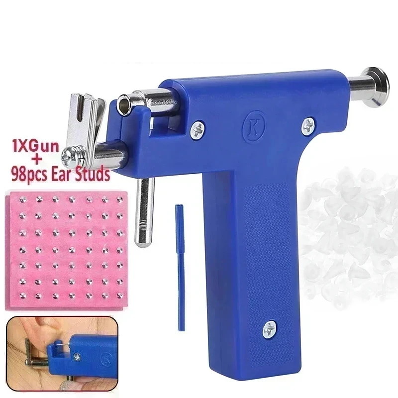 

Ear Piercing Gun Kit Stainless Steel Body Piercing Tools Studs Earrings Nose Lip Navel Piercing Machine with 98pcs stud earrings