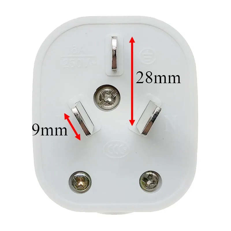 16 Amp China 3 Flat Pin Plug For Heavy Loading Air Con Water Heater AC100~250V 16A