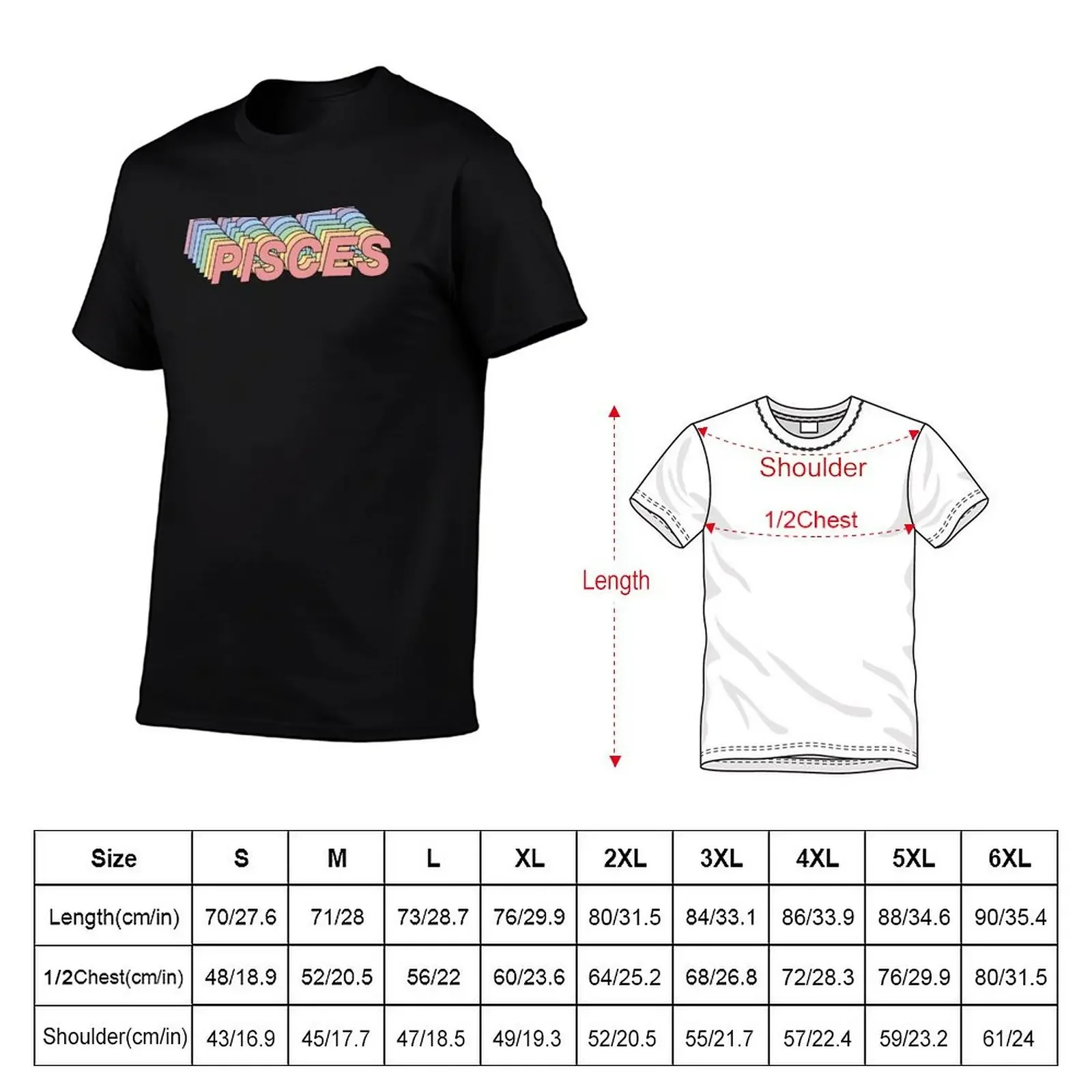 PISCES rainbow T-Shirt oversized customs mens workout shirts