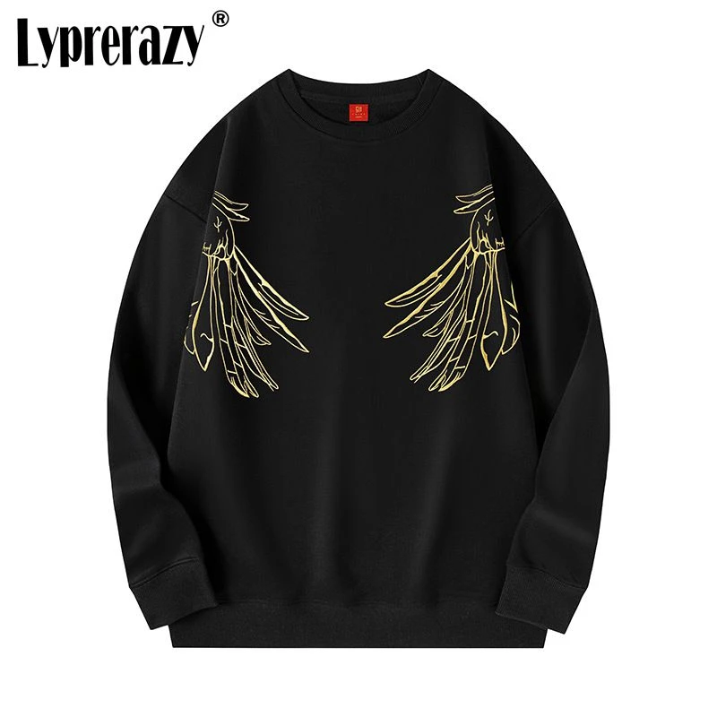 Lyprerazy Chinese Style Round Neck Casual Sweatshirts Owl Embroidery Men Cotton  Loose Pullover Tops