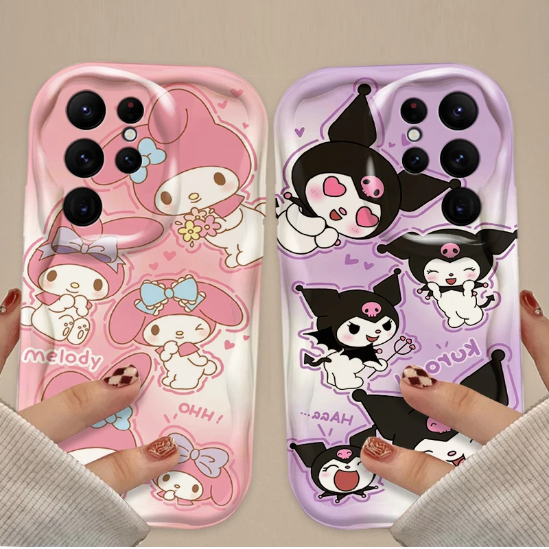 3D Sanrio Kuromi Hello Kitty Melody Case For Samsung Galaxy S26 S25 Ultra S24 S23 S22 Plus S21 FE A07 4G A17 A37 A57 5G Silicone