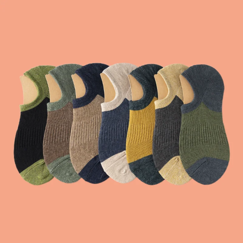 5/10 Paar hochwertige Sommer farbe passend zu lässigen Boots socken Retro Parallel Line Low Cut Socken unsichtbare rutsch feste Herren socken