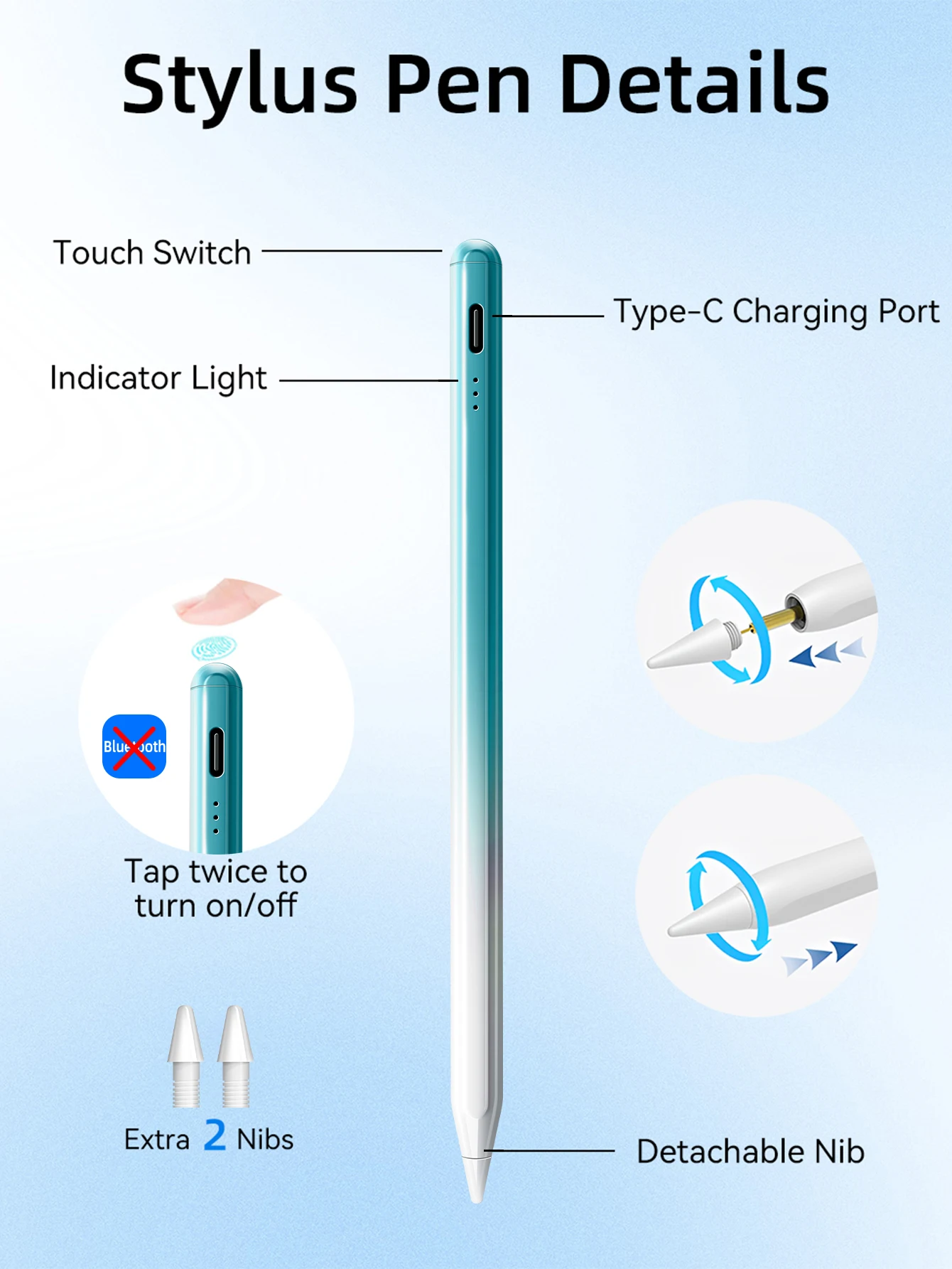 For iPad Pencil Pro 2024 Air 6 M2 M4 Stylus Pen with Palm Rejection for iPad Pro 11 12.9 7/8/9/10th  mini 7 5 6 ipad Accessories