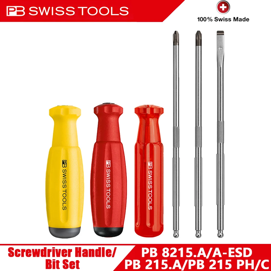 PB SWISS TOOLS Screwdriver Handle for Slotted and Phillips Bit Hand Tools PB 8215.A/PB 8215.A-ESD/PB 215.A/PB 215 PH/PB 215 C