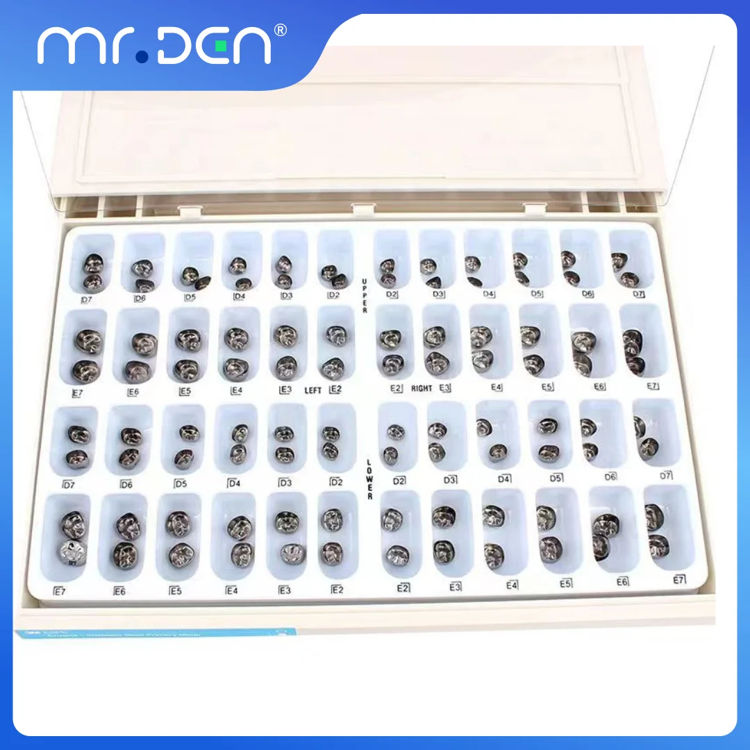 

Mr Den Dental Kids Deciduous Stainless Steel Pre-formed Crown for First Deciduous Molars 2pcs/box