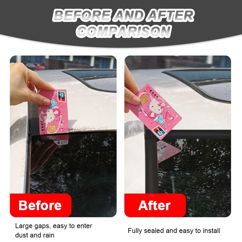SEAMETAL 2m Car Windshield Panel Moulding Seal Strip Sticker Dustproof Rubber Sealing Strip for Auto Car Dashboard Windshield