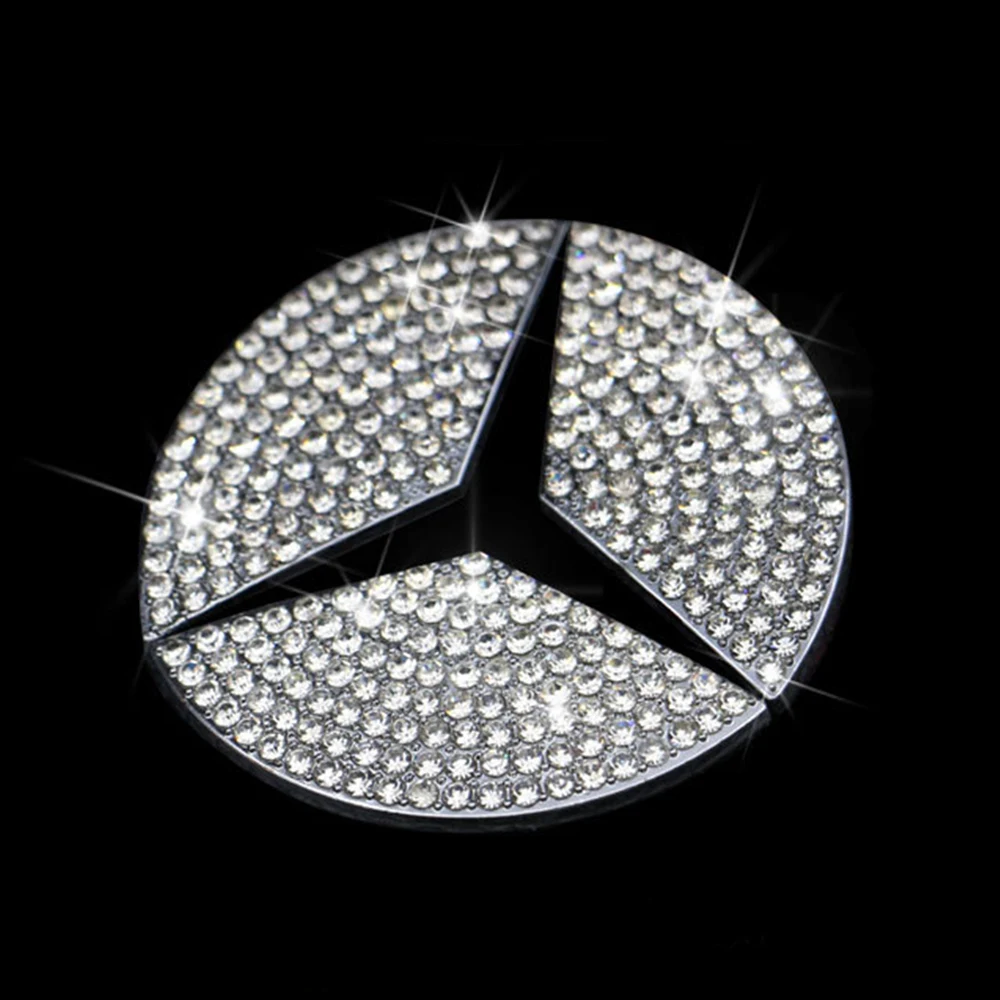 45/49mm Car Steering Wheel Crystal Diamond Sticker Emblem For Mercedes Benz AMG A B C E S GLA CLA GLC GLK GLE Series Accessories