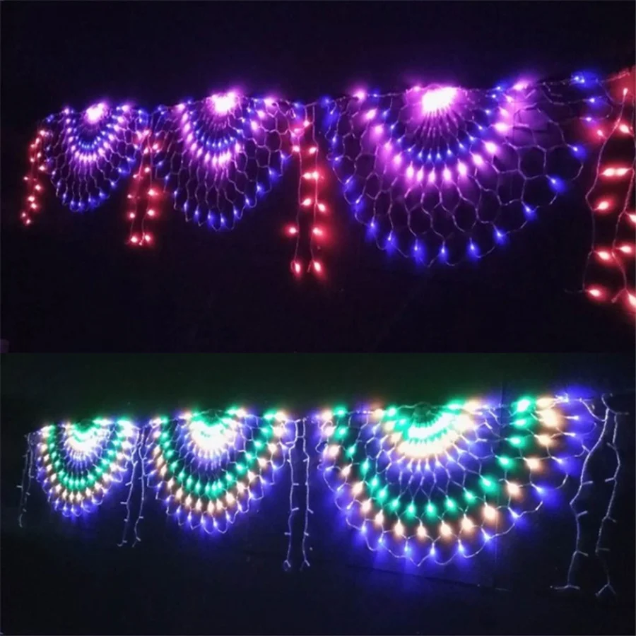 Waterproof LED Christmas Peacock Net String Lights 3M*0.5M Outdoor 8 Modes Fairy Garden Lights for Party Wedding Garland Decor