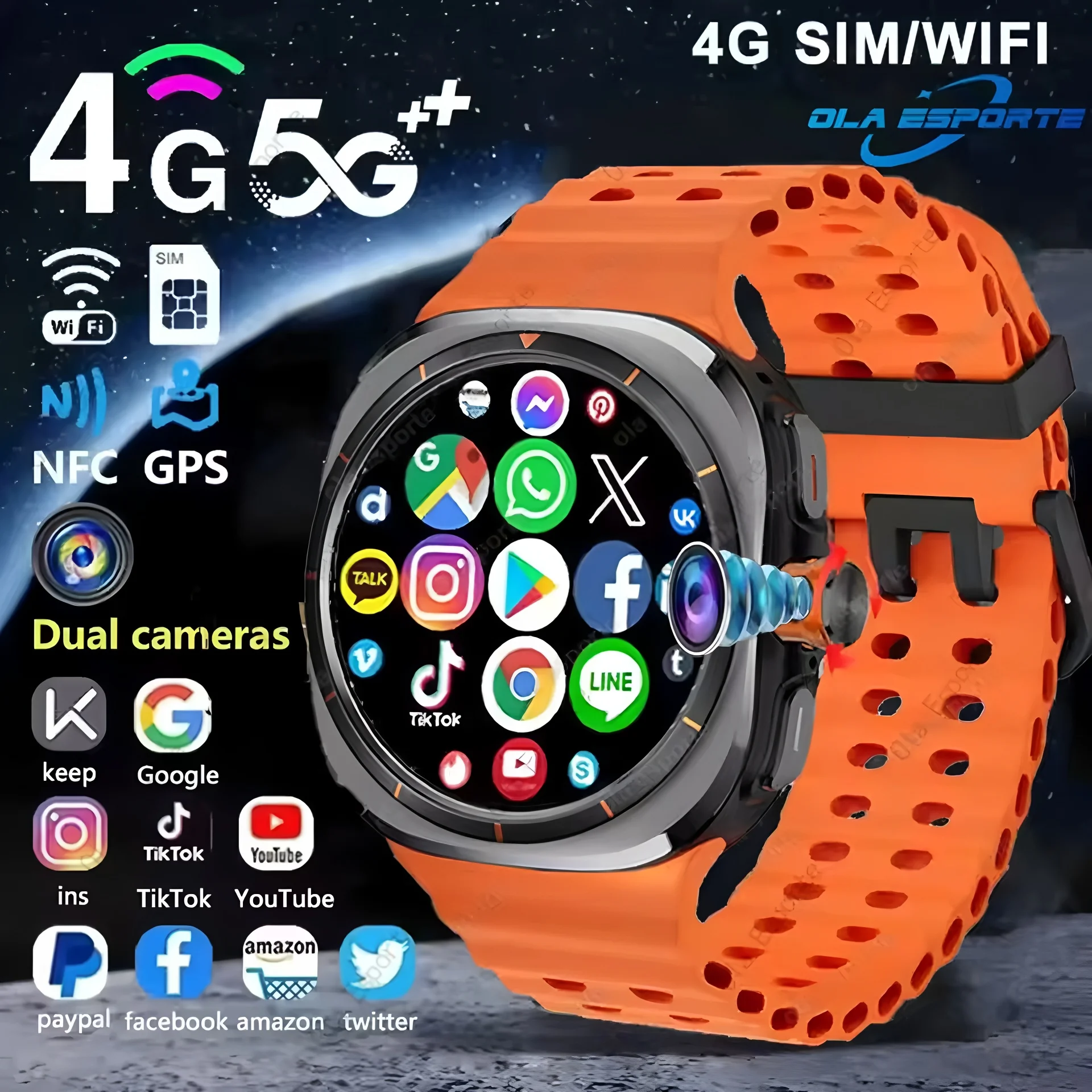 

New Watch 7 Ultra IOS Android 9.0 Smart Watch Men 4G 5G SIM Card WiFi NFC GPS Compass 32GB Smartwatch Camera