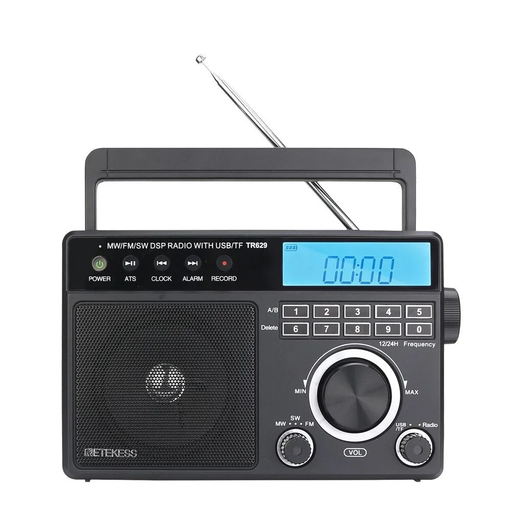 Portable Radios AM FM SW Rechargeable All Waves Radio Multiband Shortwave Full Band Radio Mp3 Speaker Alarm Clock